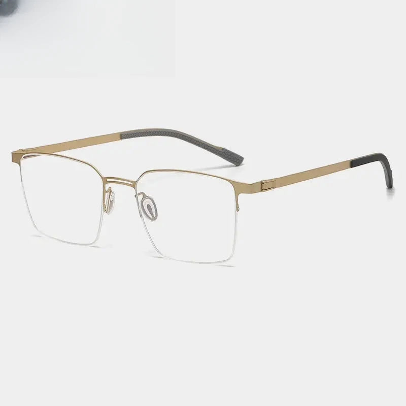 Unisex Square Semi-Rimless Titanium Prescription Glasses Gxyj1153 — view 2 | Rx Spectacle