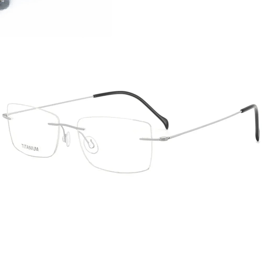 Men's Square Rimless Titanium Screwless Prescription Glasses 421608 — view 1 | Rx Spectacle