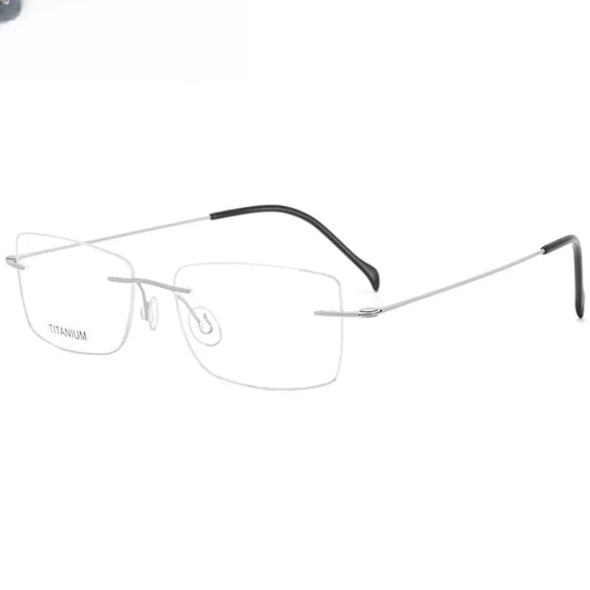 Men's Square Rimless Titanium Screwless Prescription Glasses 421608 — view 1 | Rx Spectacle