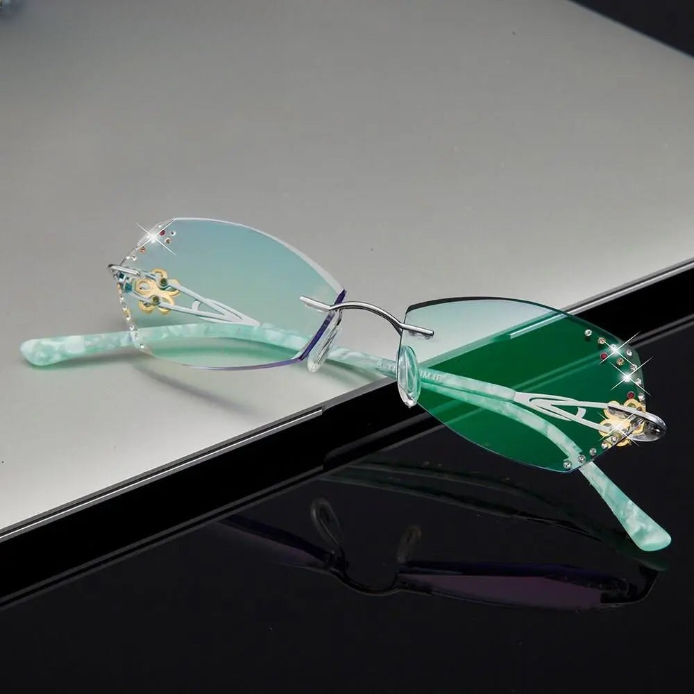 Women's Oval Rimless Titanium Prescription Glasses 2889 — view 3 | Rx Spectacle