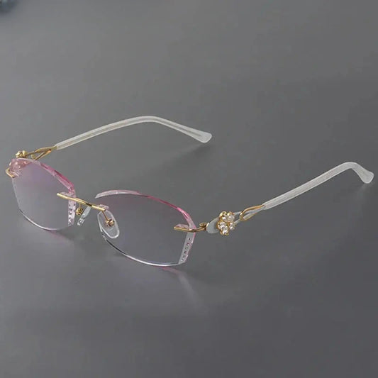 Women's Oval Rimless Titanium Prescription Glasses 28894 — view 1 | Rx Spectacle