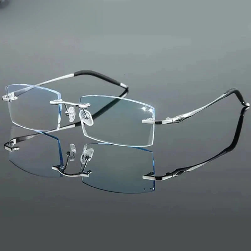 Women's Square Rimless Titanium Prescription Glasses 888193 — view 4 | Rx Spectacle
