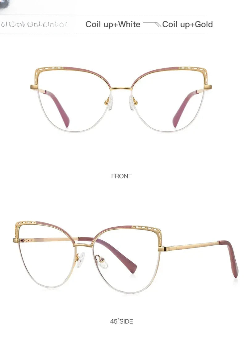 Women's Cat Eye Full Rim Alloy Reading Glasses Pfd3112 — view 16 | Rx Spectacle