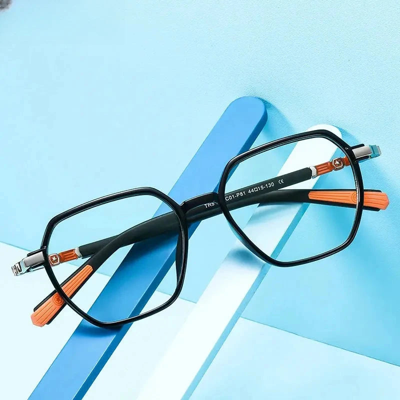 Unisex Polygon Full Rim Titanium Prescription Glasses 5127 — view 2 | Rx Spectacle