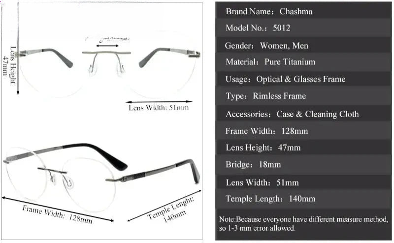Women's Oval Rimless Titanium Prescription Glasses 501276 — view 2 | Rx Spectacle