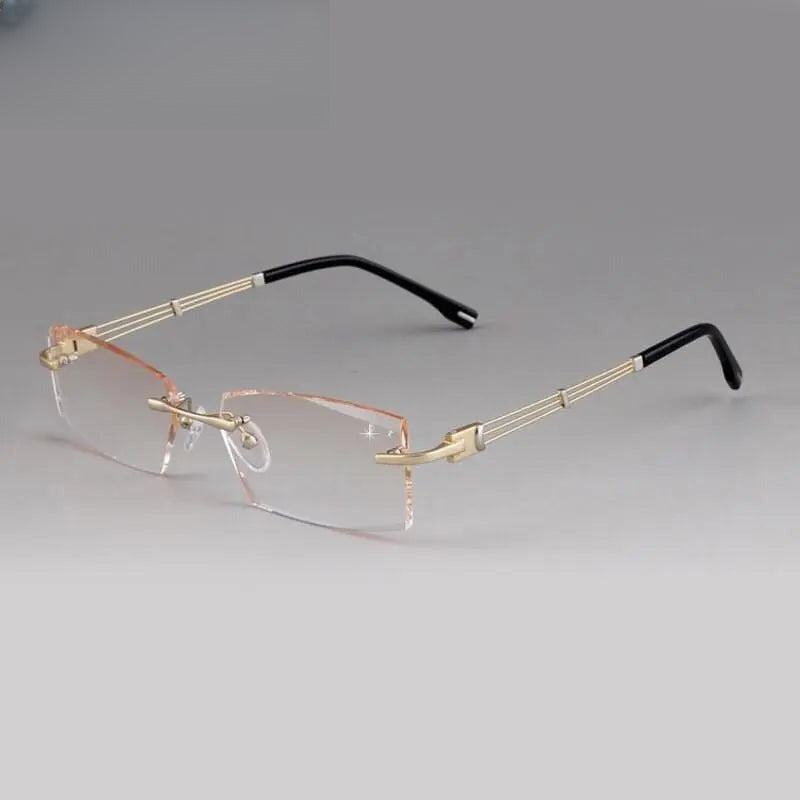 Men's Square Rimless Alloy Prescription Glasses 58128 — view 9 | Rx Spectacle
