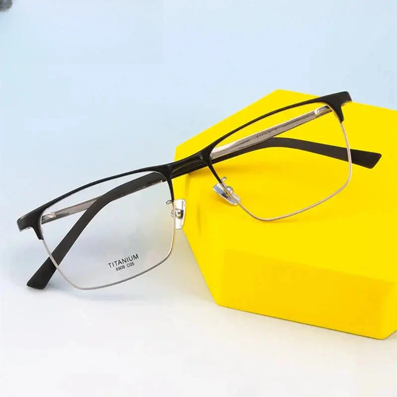 Men's Square Full Rim Titanium Prescription Glasses 406909 — view 1 | Rx Spectacle