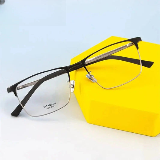 Men's Square Full Rim Titanium Prescription Glasses 406909 — view 1 | Rx Spectacle