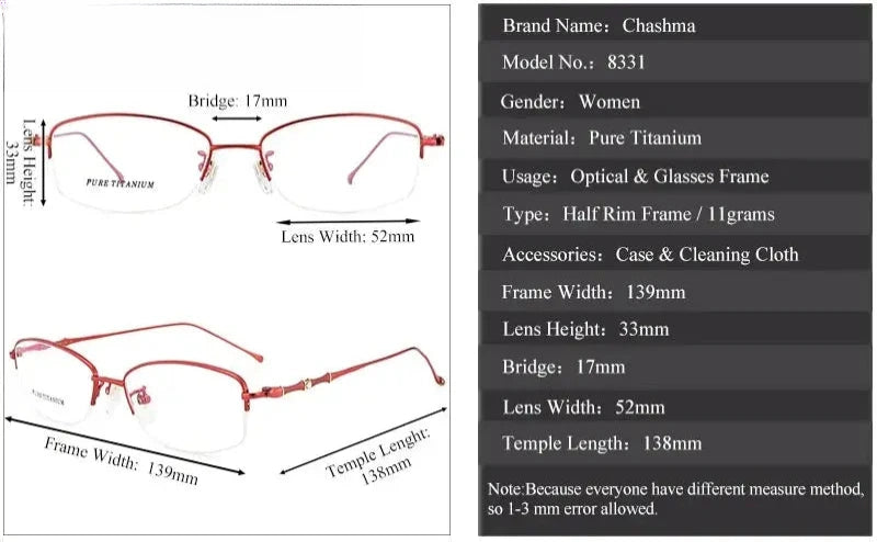 Women's Oval Semi-Rimless Titanium Prescription Glasses 888331 — view 2 | Rx Spectacle