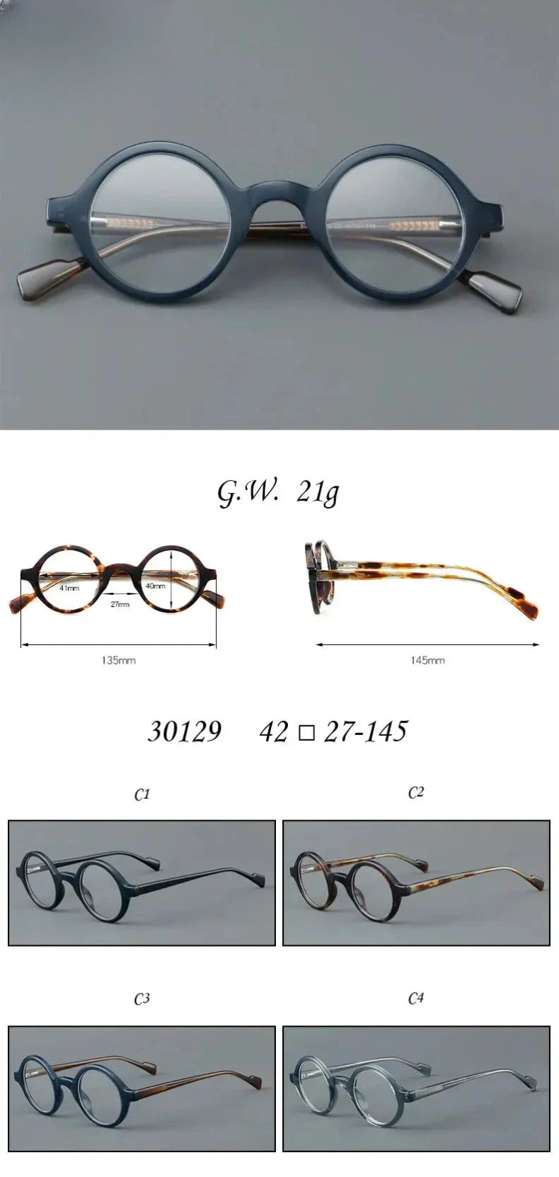 Women's Round Full Rim Acetate Reading Glasses 30129 — view 2 | Rx Spectacle