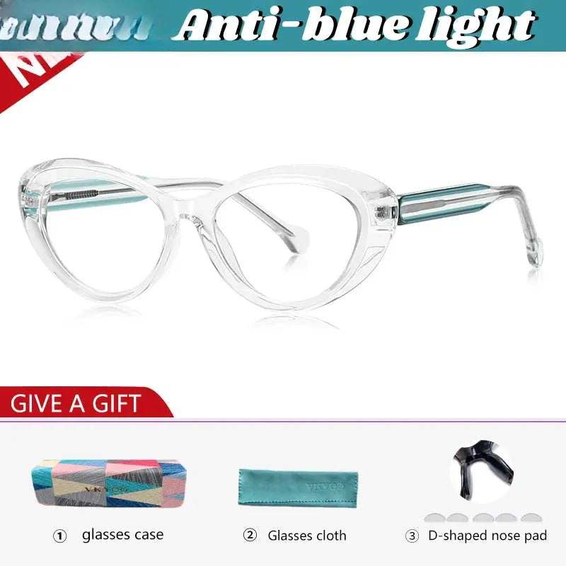 Women's Cat Eye Full Rim Titanium Reading Glasses 97100 — view 8 | Rx Spectacle