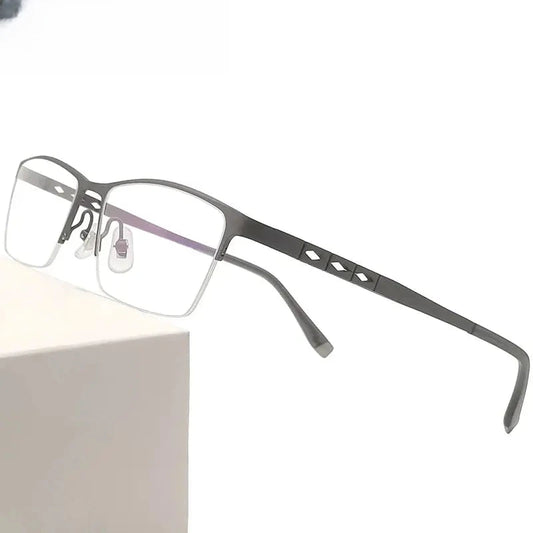 Men's Square Semi-Rimless Titanium Oversized Prescription Glasses 60076 — view 1 | Rx Spectacle
