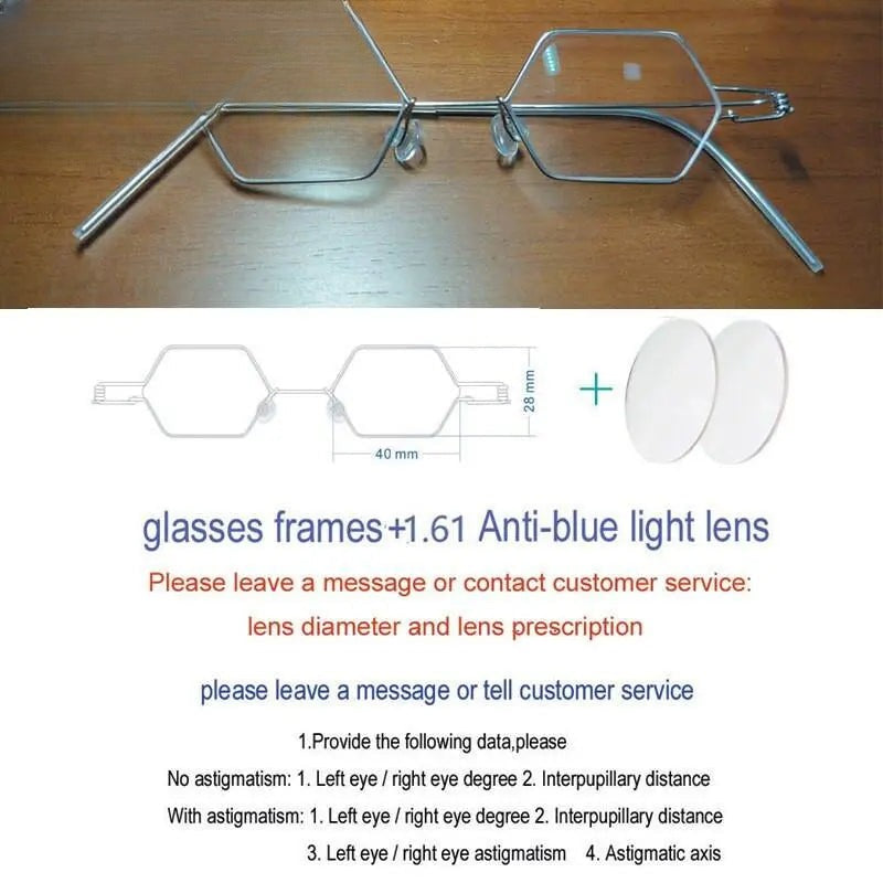 Unisex Polygon Full Rim Stainless Steel Prescription Glasses Y002 — view 5 | Rx Spectacle