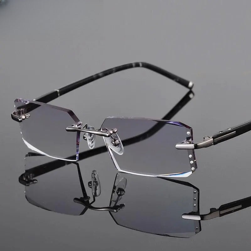 Men's Rectangular Rimless Alloy Prescription Glasses 58003 — view 3 | Rx Spectacle