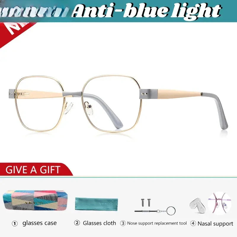 Women's Polygon Full Rim Alloy Flat Top Reading Glasses 513172 — view 6 | Rx Spectacle