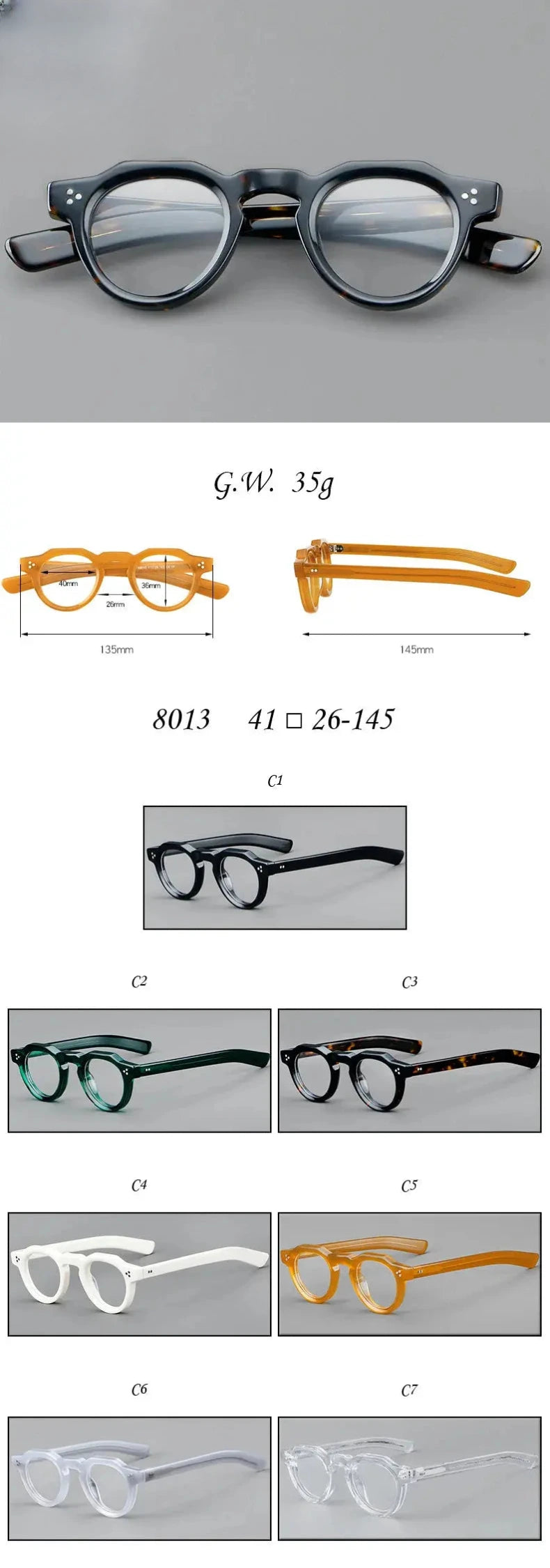 Women's Round Full Rim Acetate Flat Top Reading Glasses 98013 — view 2 | Rx Spectacle