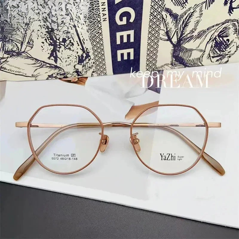 Unisex Oval Full Rim Titanium Flat Top Prescription Glasses — view 5 | Rx Spectacle