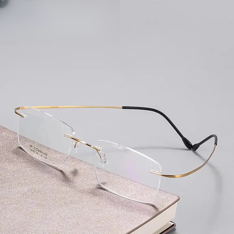 Unisex Square Rimless Titanium Prescription Glasses 160029 — view 1 | Rx Spectacle