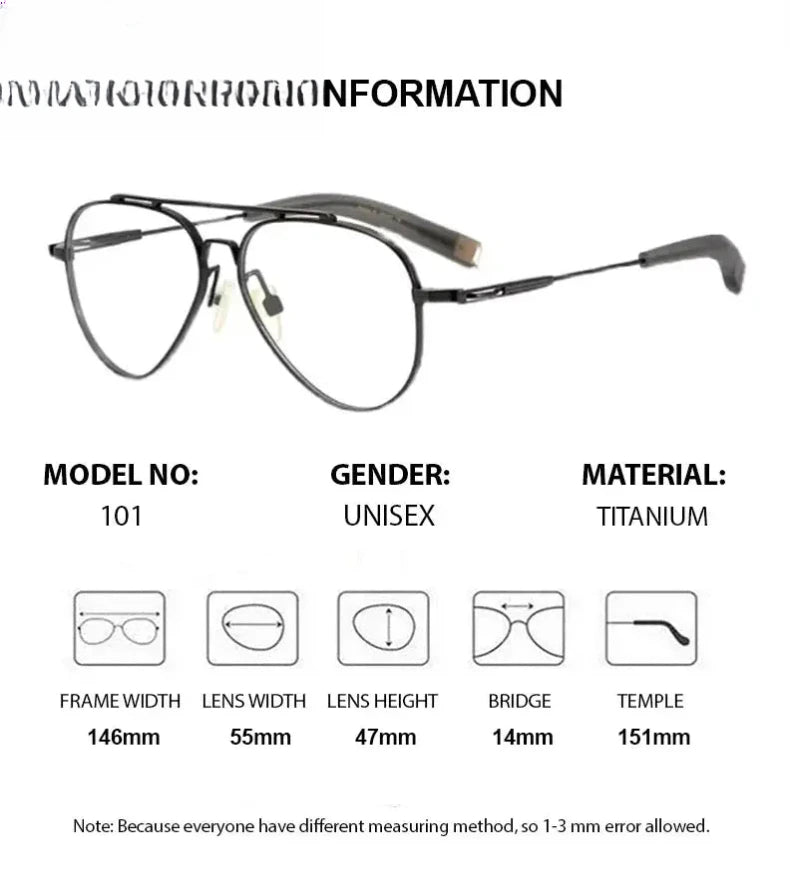 Men's Oval Full Rim Titanium Double Bridge Prescription Glasses 101776 — view 2 | Rx Spectacle