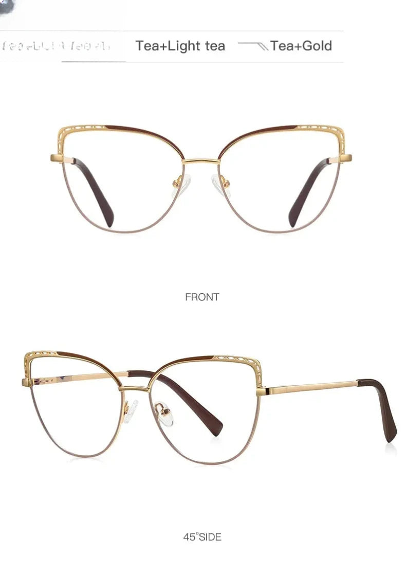 Women's Cat Eye Full Rim Alloy Reading Glasses Pfd3112 — view 13 | Rx Spectacle