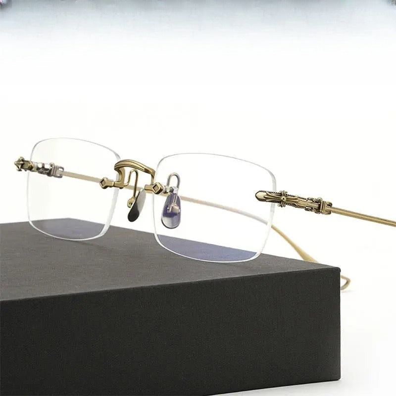Men's Rectangular Rimless Titanium Prescription Glasses 8808 — view 1 | Rx Spectacle