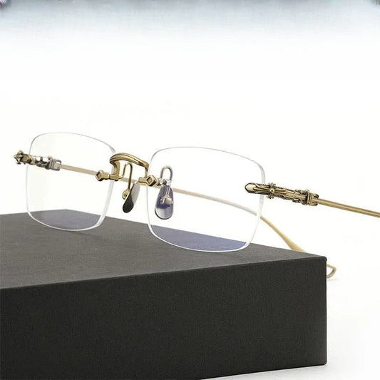 Men's Rectangular Rimless Titanium Prescription Glasses 8808 — view 1 | Rx Spectacle