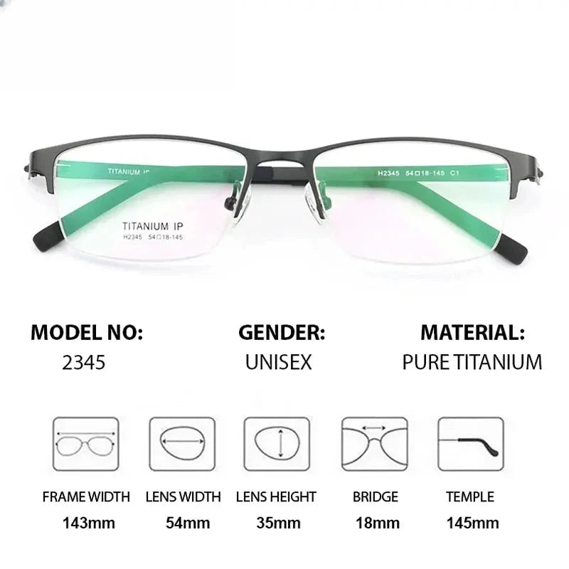 Men's Square Semi-Rimless Titanium Screwless Prescription Glasses 772345 — view 2 | Rx Spectacle