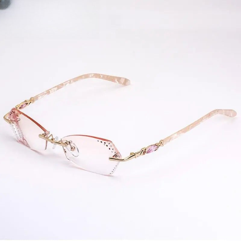 Women's Oval Rimless Alloy Prescription Glasses 016 — view 8 | Rx Spectacle