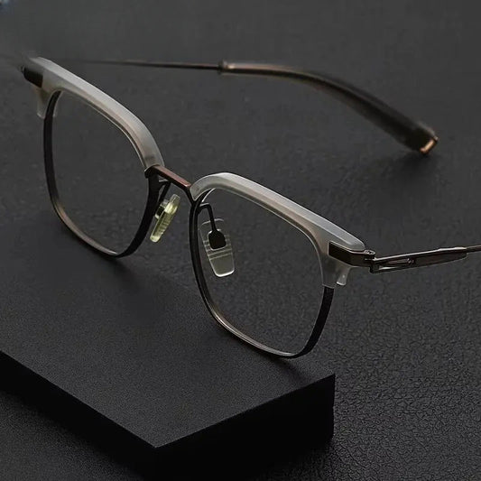Unisex Square Full Rim Titanium Oversized Prescription Glasses 64207 — view 1 | Rx Spectacle
