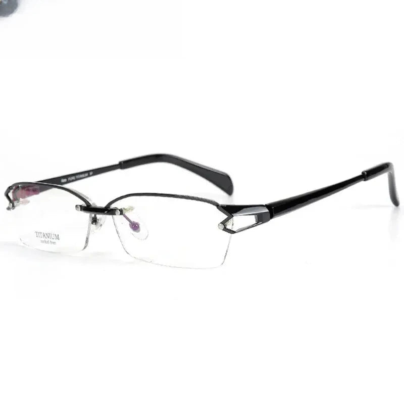 Unisex Oval Semi-Rimless Titanium Prescription Glasses 41143 — view 7 | Rx Spectacle