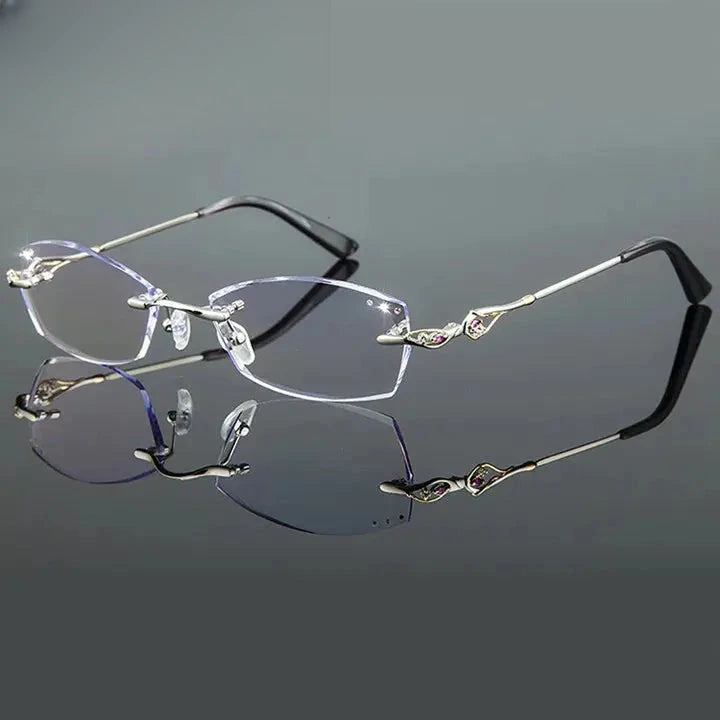 Women's Oval Rimless Titanium Prescription Glasses 80159 — view 3 | Rx Spectacle