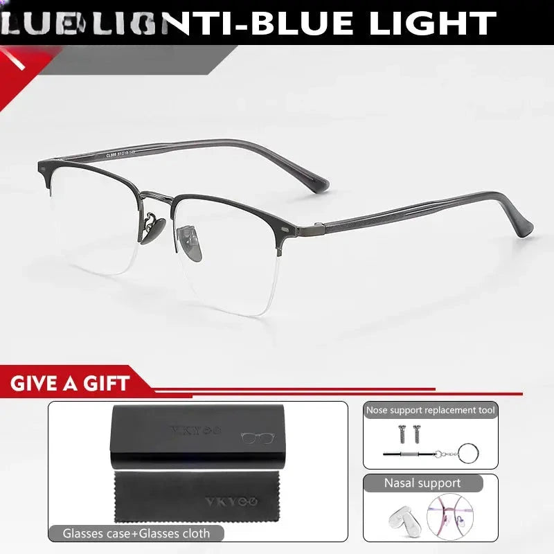 Unisex Square Semi-Rimless Alloy Reading Glasses 44888 — view 7 | Rx Spectacle