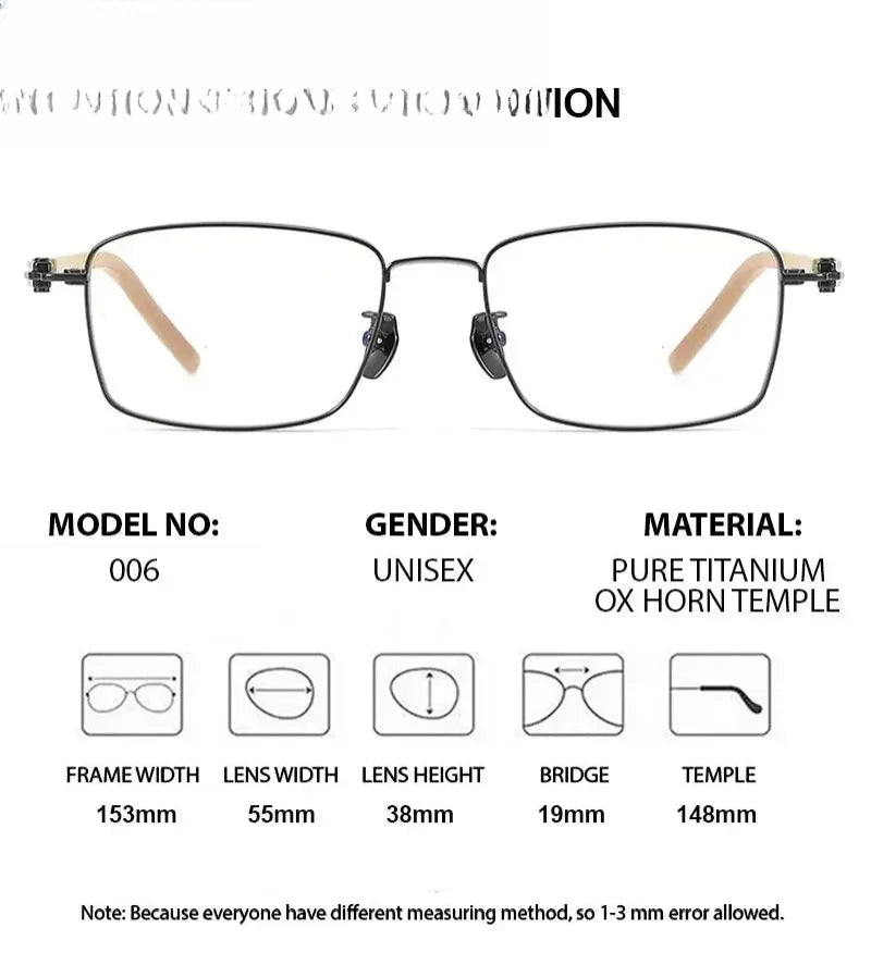 Men's Square Full Rim Titanium Prescription Glasses 611226 — view 2 | Rx Spectacle