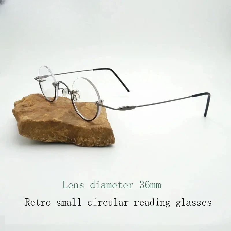 Unisex Round Semi-Rimless Stainless Steel Reading Glasses 3636 — view 2 | Rx Spectacle