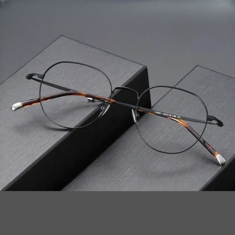 Unisex Oval Full Rim Titanium Flat Top Prescription Glasses 118001 — view 1 | Rx Spectacle