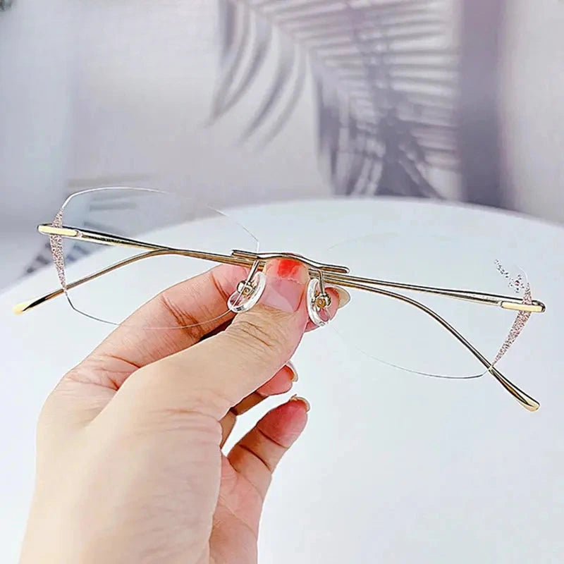 Women's Square Rimless Titanium Prescription Glasses 698989 — view 4 | Rx Spectacle