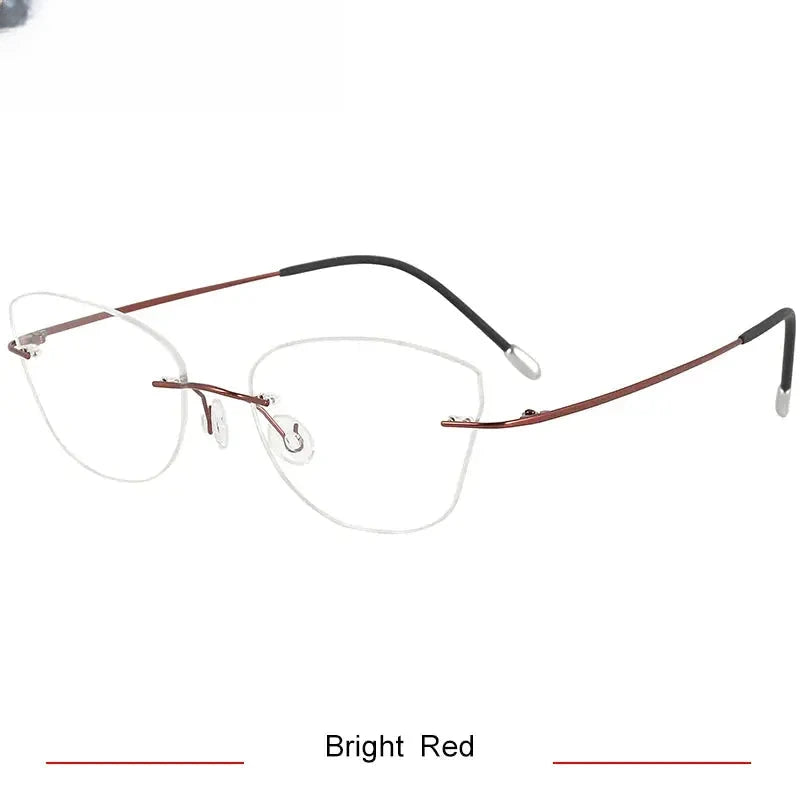 Women's Cat Eye Rimless Titanium Prescription Glasses 416085 — view 4 | Rx Spectacle