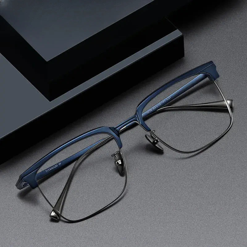 Men's Square Full Rim Titanium Prescription Glasses 190531 — view 1 | Rx Spectacle