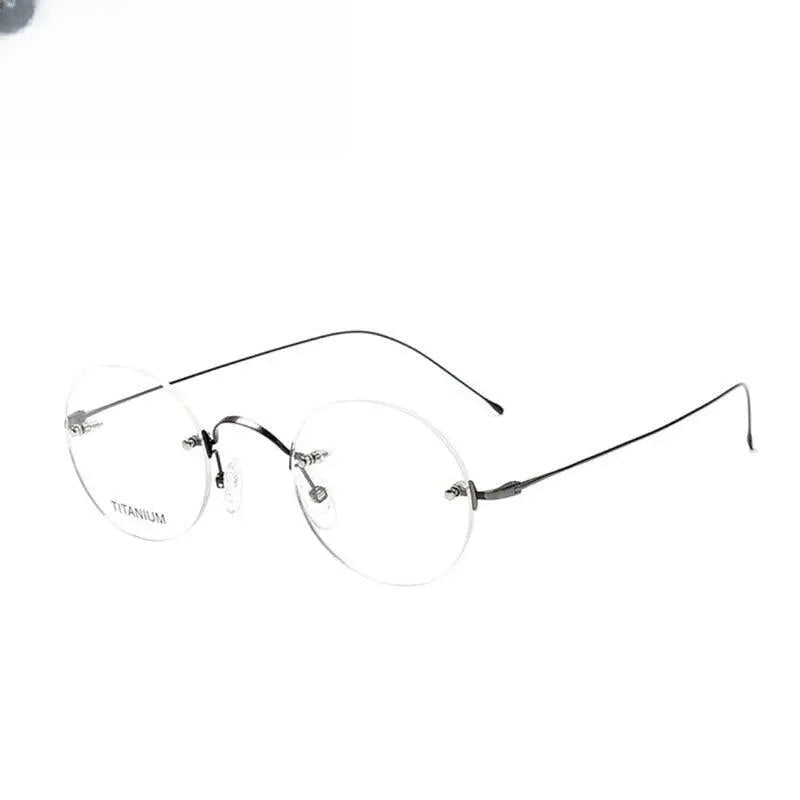 Men's Round Rimless Titanium Reading Glasses Y003 — view 4 | Rx Spectacle