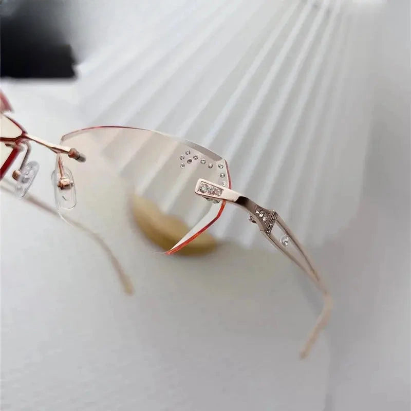 Women's Oval Rimless Titanium Prescription Glasses 3010 — view 5 | Rx Spectacle