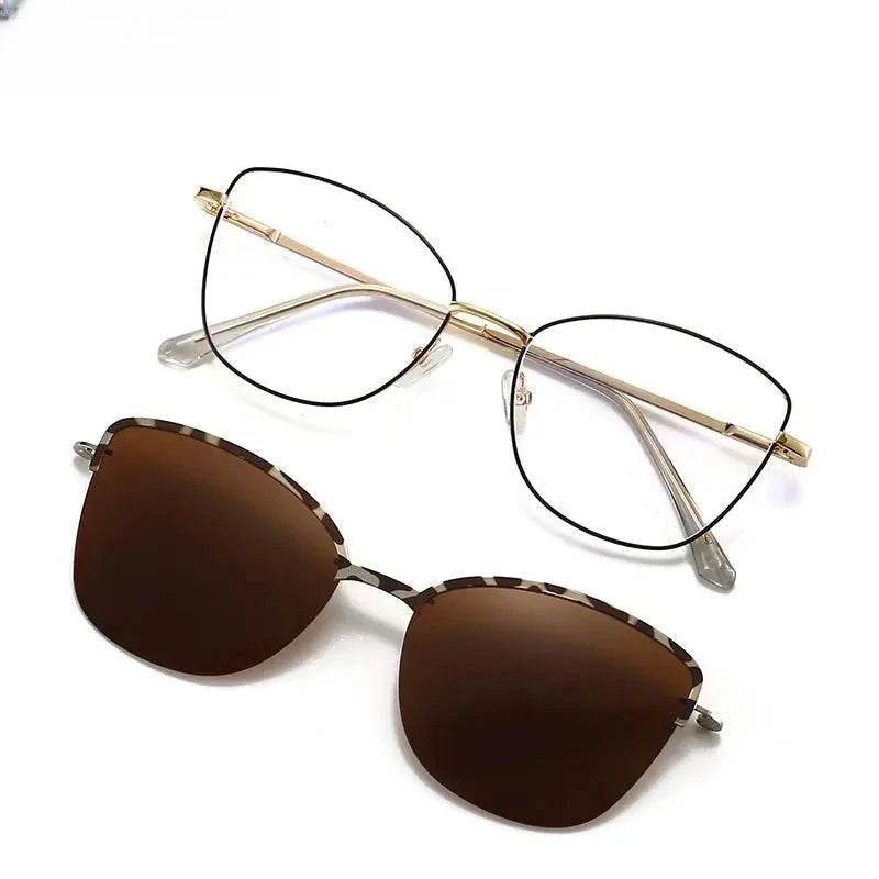 Women's Cat Eye Full Rim Alloy Clip-On Reading Glasses 70152 — view 3 | Rx Spectacle
