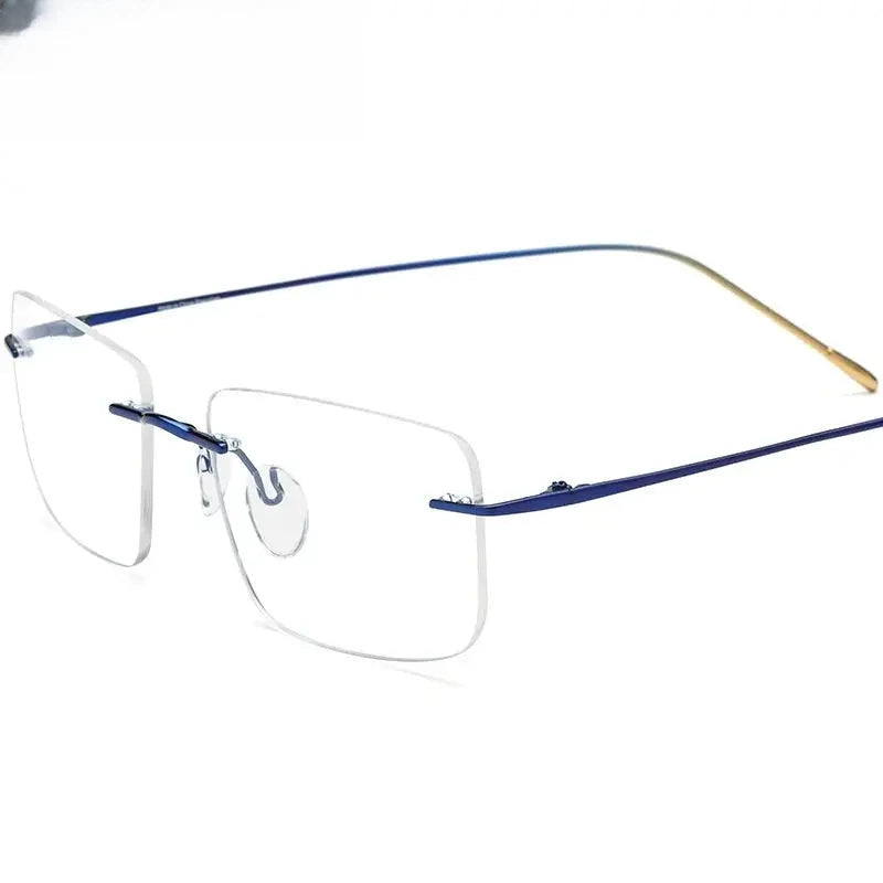 Unisex Square Rimless Titanium Prescription Glasses 185870 — view 6 | Rx Spectacle