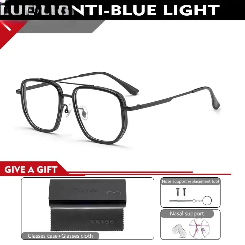 Unisex Square Full Rim Titanium Double Bridge Reading Glasses 2174 — view 7 | Rx Spectacle