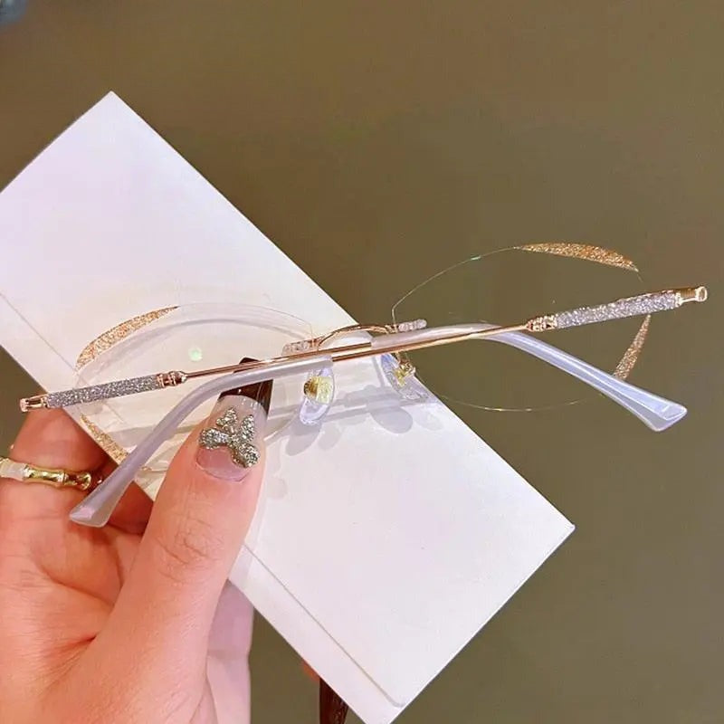 Women's Rectangular Rimless Titanium Prescription Glasses 88606 — view 4 | Rx Spectacle