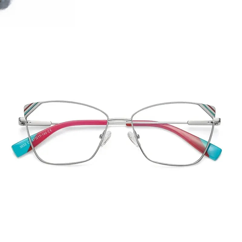 Women's Cat Eye Full Rim Alloy Reading Glasses 3033 — view 6 | Rx Spectacle