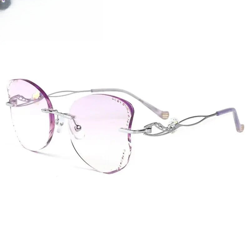 Women's Butterfly Rimless Titanium Prescription Glasses 88061 — view 3 | Rx Spectacle
