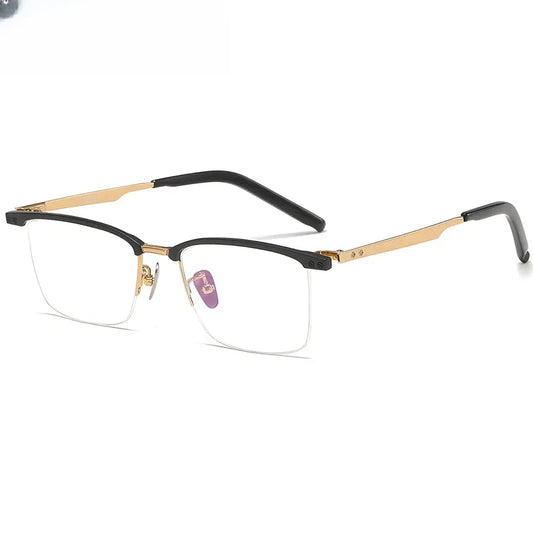 Unisex Browline Semi-Rimless Titanium Prescription Glasses 318750 — view 1 | Rx Spectacle
