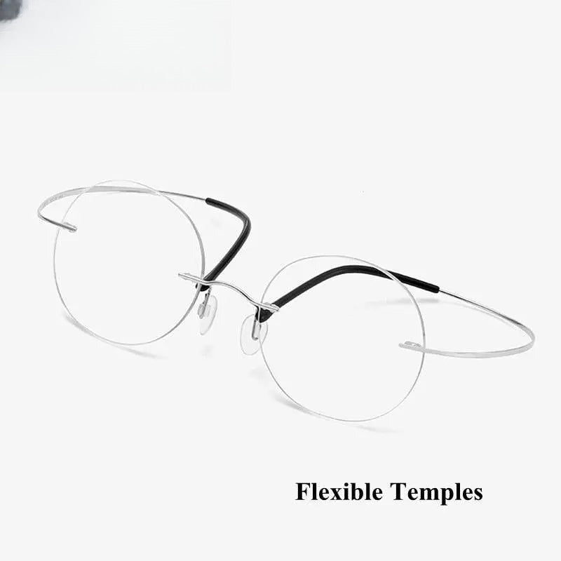 Unisex Round Rimless Titanium Prescription Glasses 6074 — view 6 | Rx Spectacle