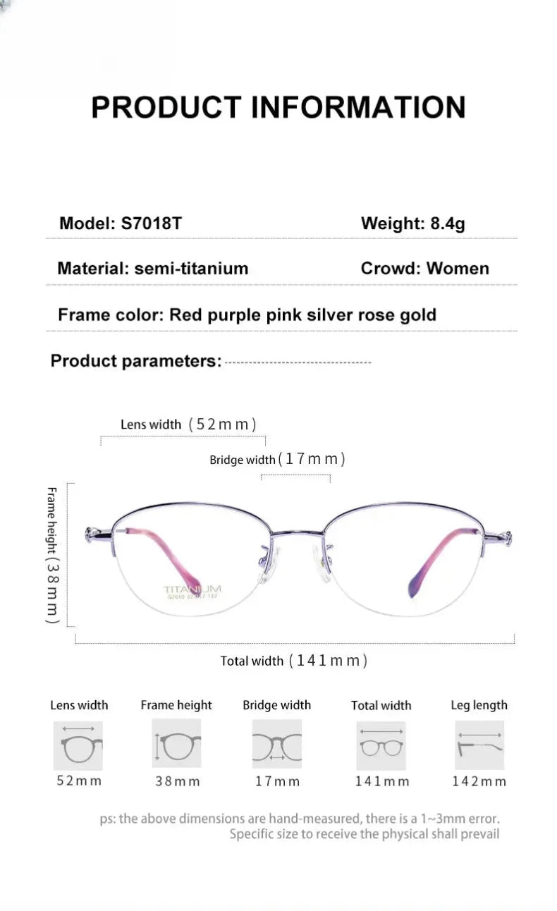 Women's Cat Eye Semi-Rimless Titanium Reading Glasses 47010 — view 2 | Rx Spectacle
