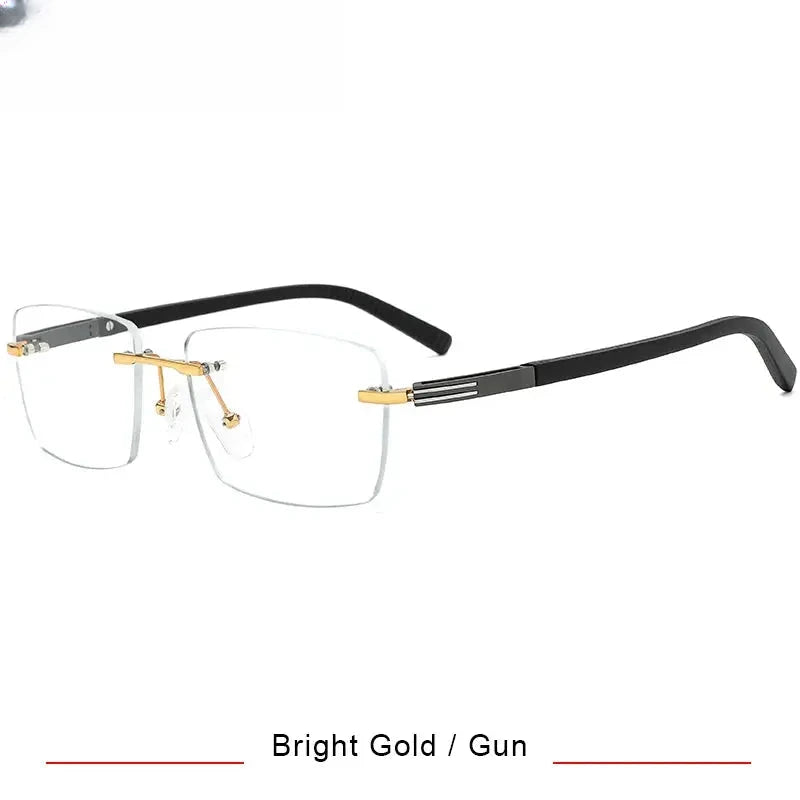 Men's Square Rimless Titanium Prescription Glasses 25020 — view 3 | Rx Spectacle
